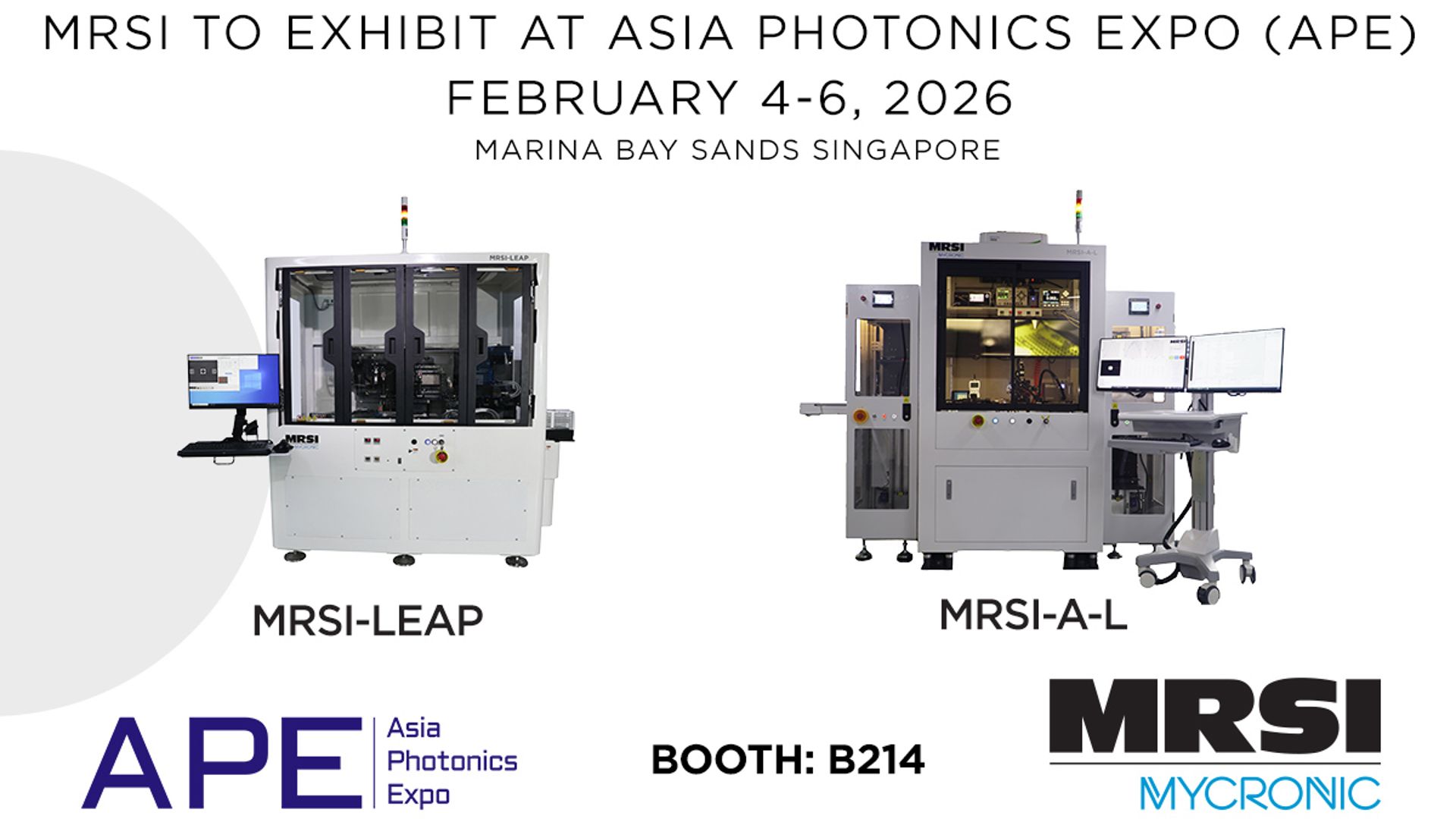 MRSI to exhibit at the Asia Photonics Expo
